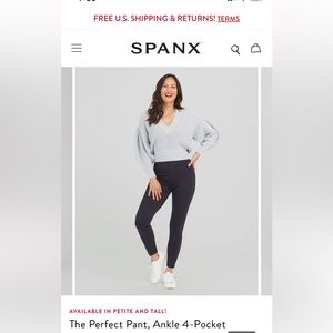 Spanx The Perfect Pant Ankle 4-Pocket Leggings - Classic Navy - Medium Petite